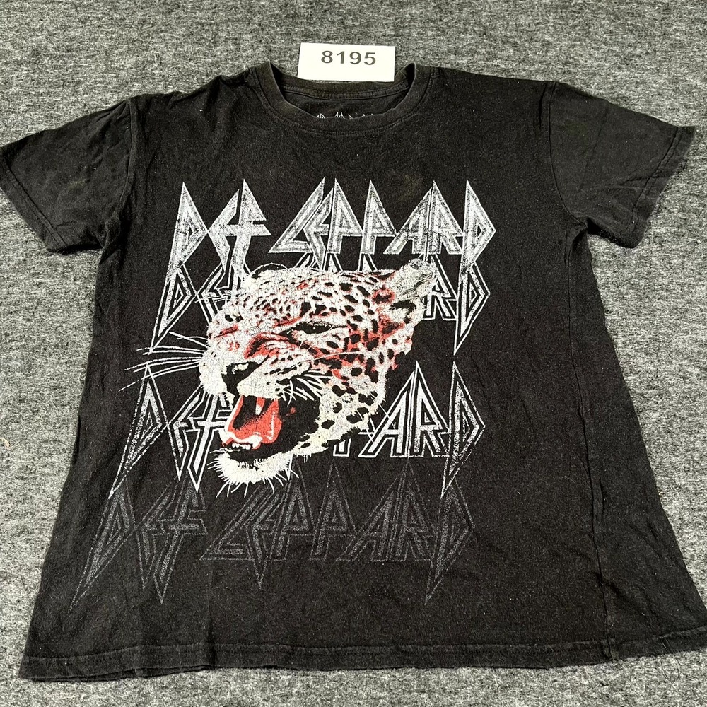 Def Leppard T Shirt Mens Medium Black Rock Band Tour Graphic Cotton‎ Crew Neck
